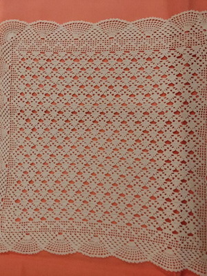 Knitted square tablecloth beige color new, 50x58cm