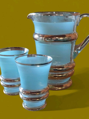 Pitcher set with 5 water glasses used