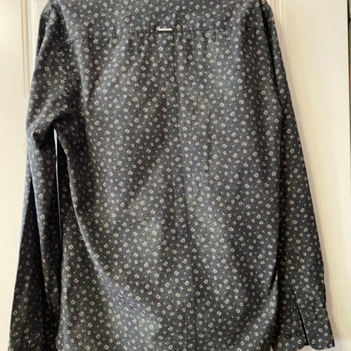 Men's floral print cotton shirt XL like new, black slim fit
