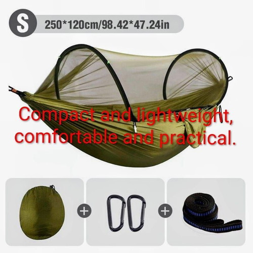 Hammock compact lightweight durable with mosquito net in olive green