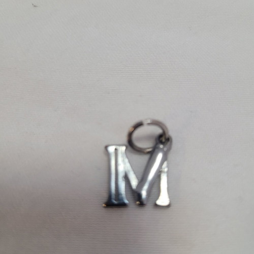 Silver letter "M" pendant with 4 rhinestones