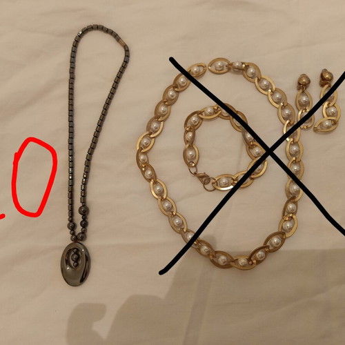Vintage fashion jewelry set used with hematite necklace