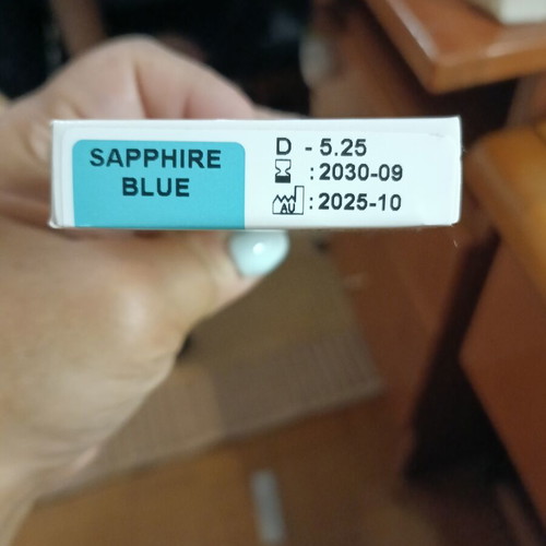 Colored daily contact lenses sapphire blue, 16 lenses for myopia