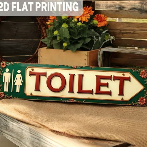 Metal flat 2D WC sign 10x40cm new