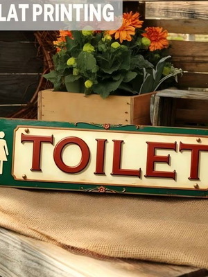Metal flat 2D WC sign 10x40cm new