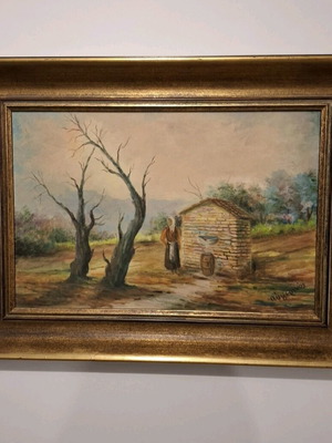 Authentic Avgirinos oil painting like new with gold frame