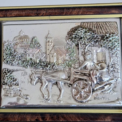 Decorative embossed wall plaque with rural scene, like new