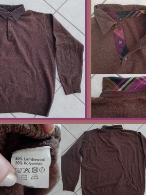 Del Piero men's sweater with collar and buttons, like new, size L, brown