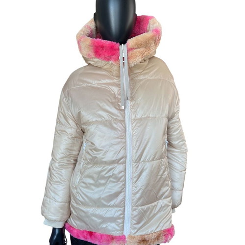 Duno women's reversible faux fur coat like new, size IT42