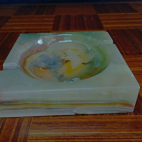 Glass ashtray retro like new with marble colors from onyx