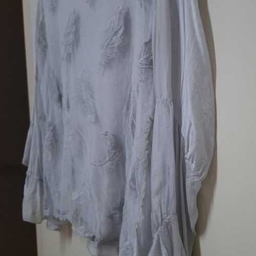 Gray transparent top with 3/4 sleeve like new, one size