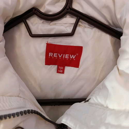 Review kids white jacket like new, size 140 cm