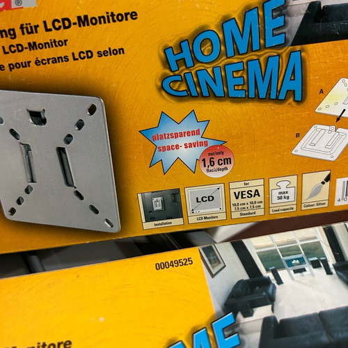 HAMA 49525 LCD Wall Bracket Slim VESA 100 Silver TV Mount new
