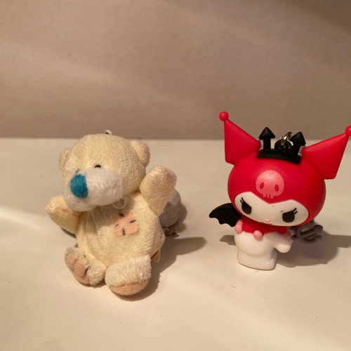 Keychain charm set for bags like new with teddy bear and devil