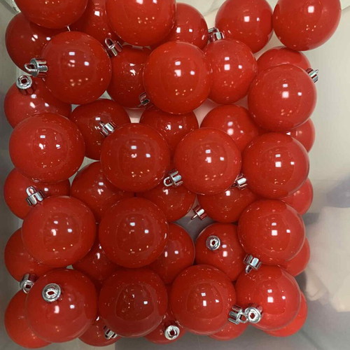 Plastic Christmas baubles, pack of 44, red