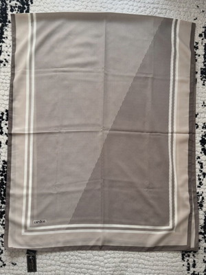 Satin scarf new, beige geometric design