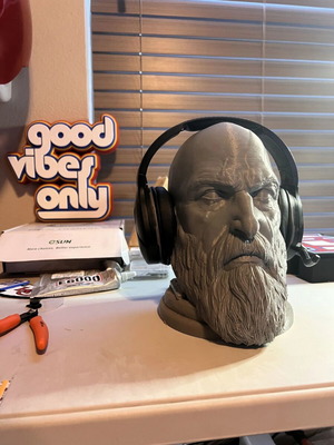 God of War Kratos Head headphone stand made to order