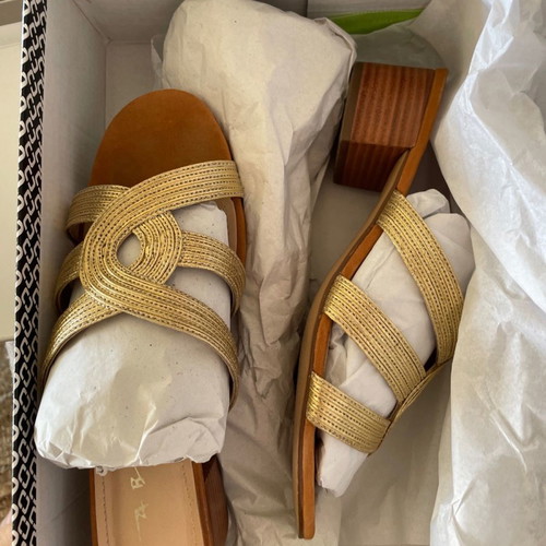 Tabita Brazil gold sandals size 38 with leather anatomical insole