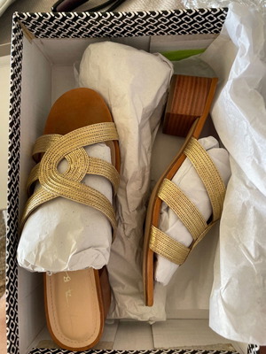 Tabita Brazil gold sandals size 38 with leather anatomical insole