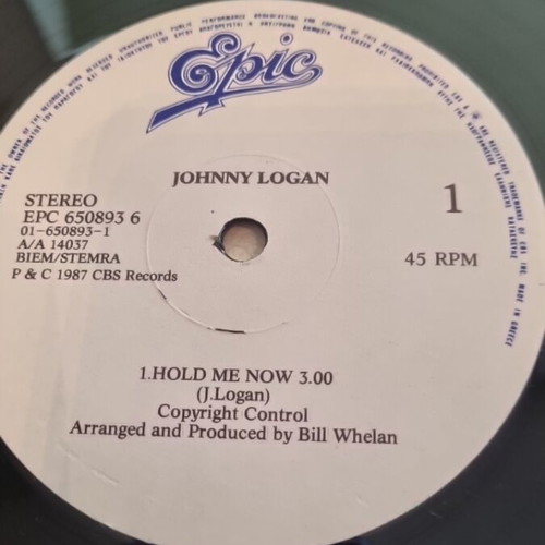 Johnny Logan Hold Me Now vinyl maxi single 45RPM used