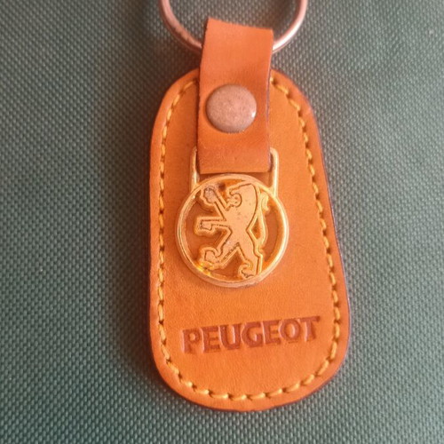 Authentic Vintage Peugeot Leather Keyring 1970s-1980s