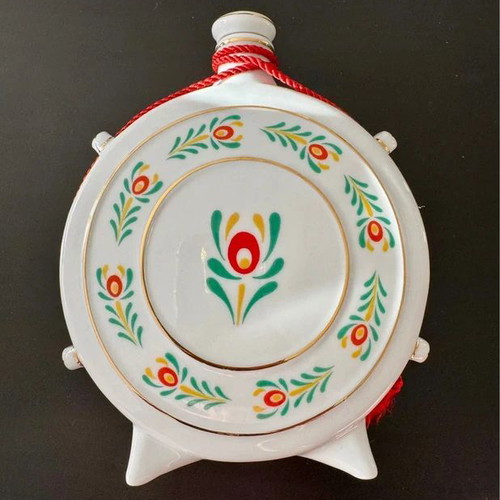 Traditional Hungarian Hollohaza flask used like new, porcelain