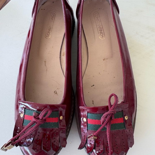Sonia by Sonia Rykiel women's loafers used, burgundy patent leather size 39