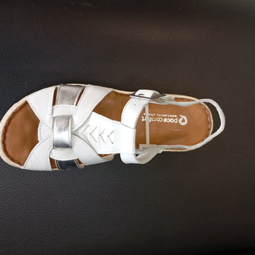 Leather platform sandals with silver detail, size 37