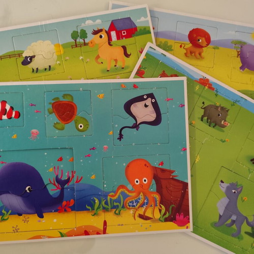 Animal cardboard puzzles like new, set of 4 pieces
