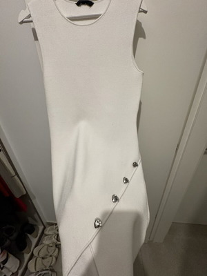 Zara White Dress with Silver Buttons like new