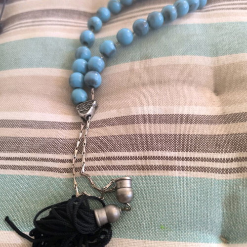 Turquoise Haolite Worry Beads like new with 24+1 beads and metal element
