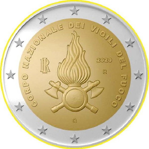 Commemorative 2 Euro Coin Italy 2020 "Fire Brigade" new