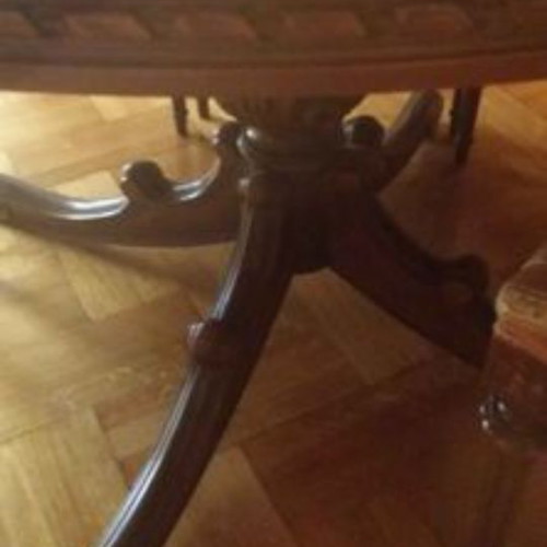 Handmade walnut wood dining set used with 6 carved chairs