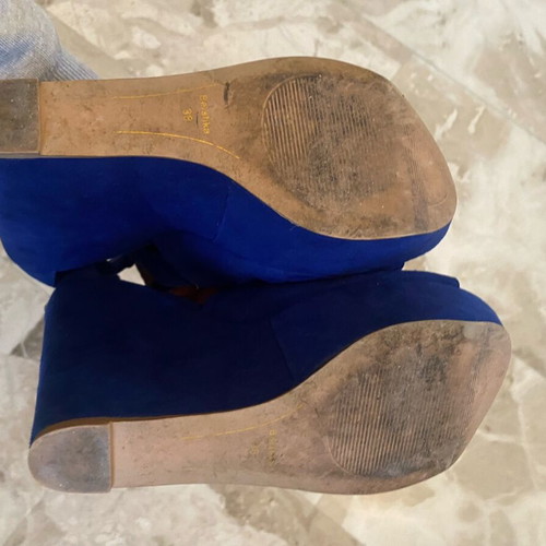 Bershka blue platform shoes used, size 38, heel height 12.5 cm