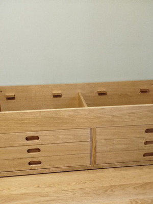 La Redoute Oak Single Bed with Storage, New