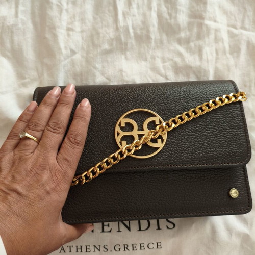 Bonendis leather shoulder bag, dark brown
