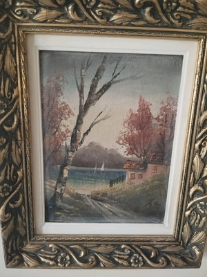 Картина като нова, 28x34 см с рамка, 17x22 см без рамка, подписана