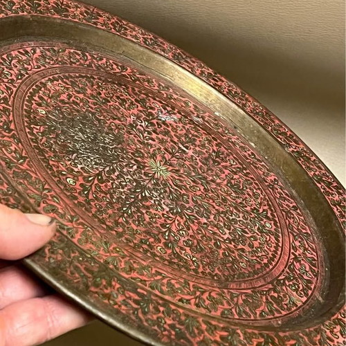Vintage copper tray 31cm used