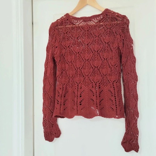 Zara knitted pullover in burned orange red, size M