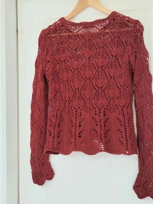 Zara knitted pullover in burned orange red, size M