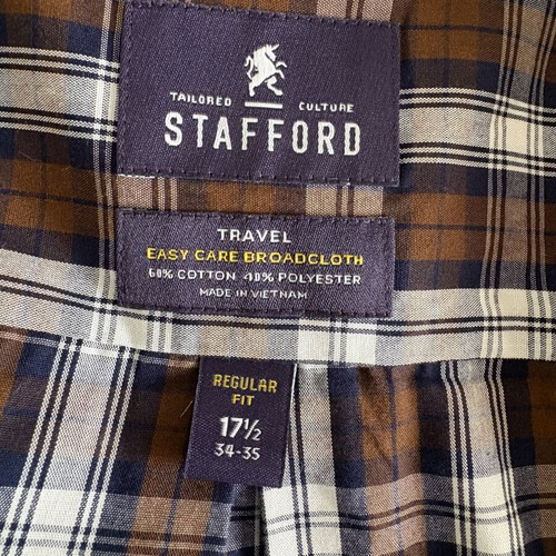 Stafford long-sleeve shirt size L like new, white and brown