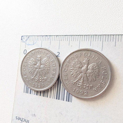 Polish 1 Złoty coins used, 1992 and 1994 set of 2