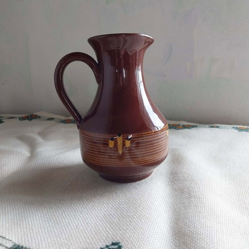 Bulgarian ceramic vintage small jug, handmade from the 70s