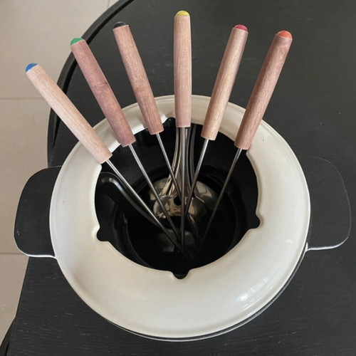IKEA SENIOT cast iron fondue set with 6…