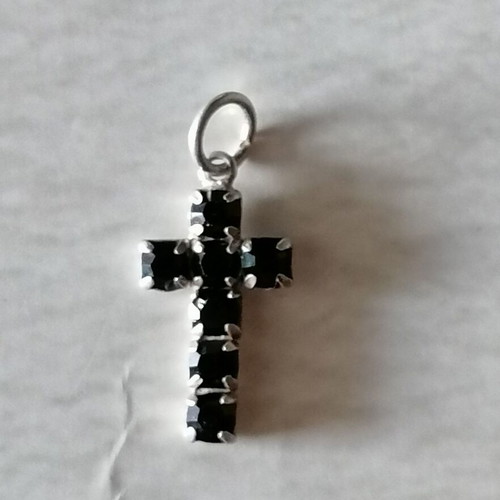 Silver 925 Cross with Black Zircons new