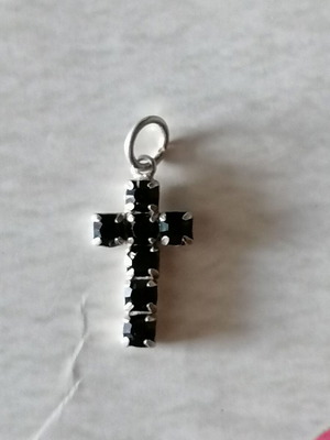 Silver 925 Cross with Black Zircons new