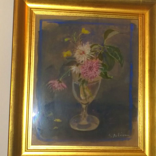 Painting Livani Stathis acrylic on paper signed with certificate