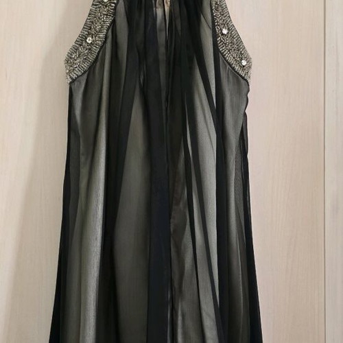 Rebecca Blu evening dress used, medium, black-beige with beads