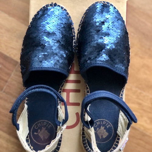 Chipie Blue Sequin Espadrilles Size EU 39 Like New with Box
