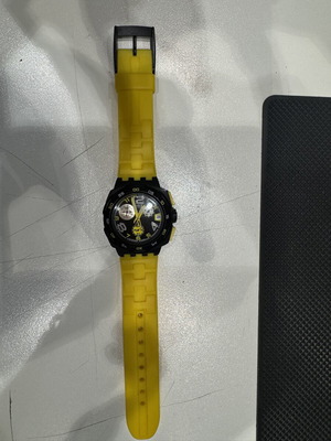 Swatch Diaphane Chrono Spine Blade SVCK1001 chronograph watch used, black/yellow